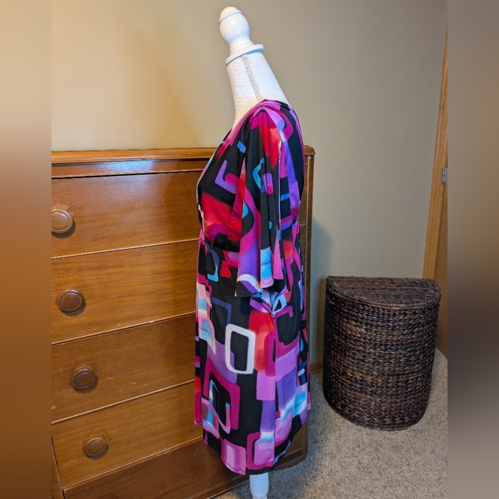 Studio Y Multicolor Block V-neck V-back Mini Dress SZ M - Picture 4 of 11